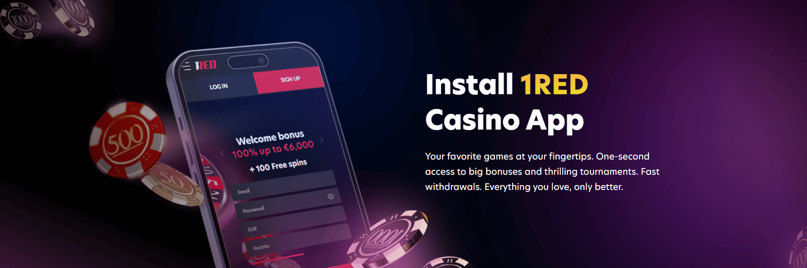 1Red Mobile Casino Hero Banner